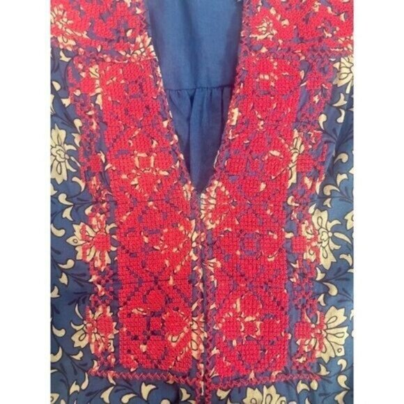 J Crew Cerulean Block-Print Tulum Midi Dress missing Pom poms XXS - Picture 6 of 7